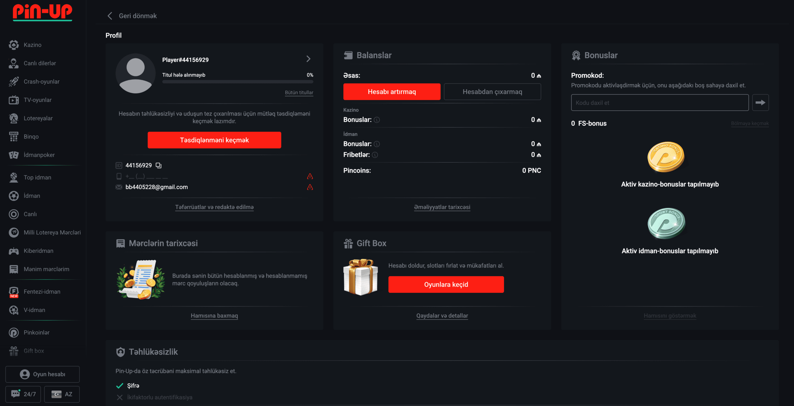 Pin Up bonus vəsaitlərinin çıxarılması prosesi