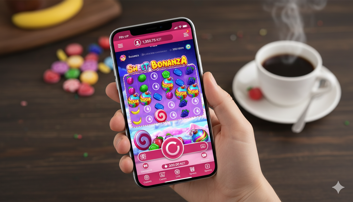 Pin-Up қосымшасындағы Sweet Bonanza мобильді интерфейсі