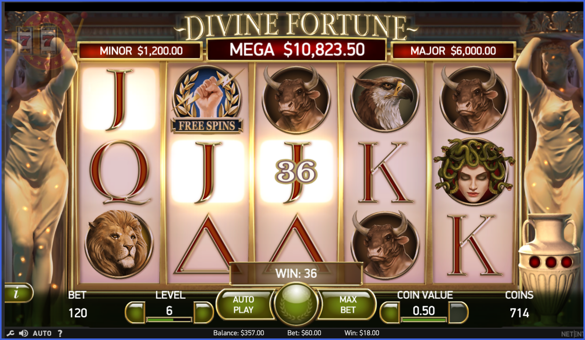 Pin-Up-тағы 5000 айналым қашықтығындағы Divine Fortune RTP графигі