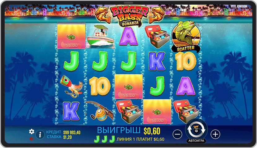 Pin-Up Casino-дағы Bigger Bass Bonanza ойын автоматы – интерфейс және ойын алаңы