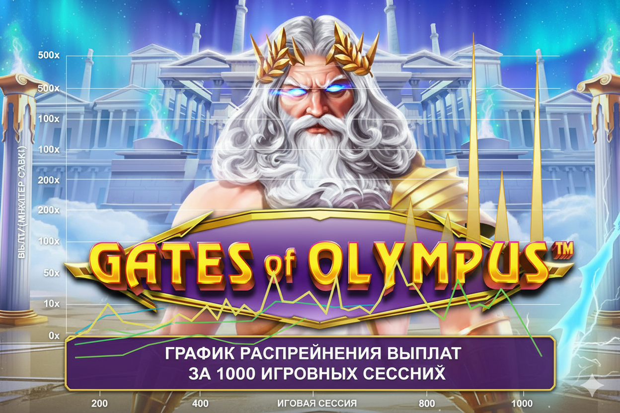 График распределения выплат в Gates of Olympus за 1000 игровых сессий
