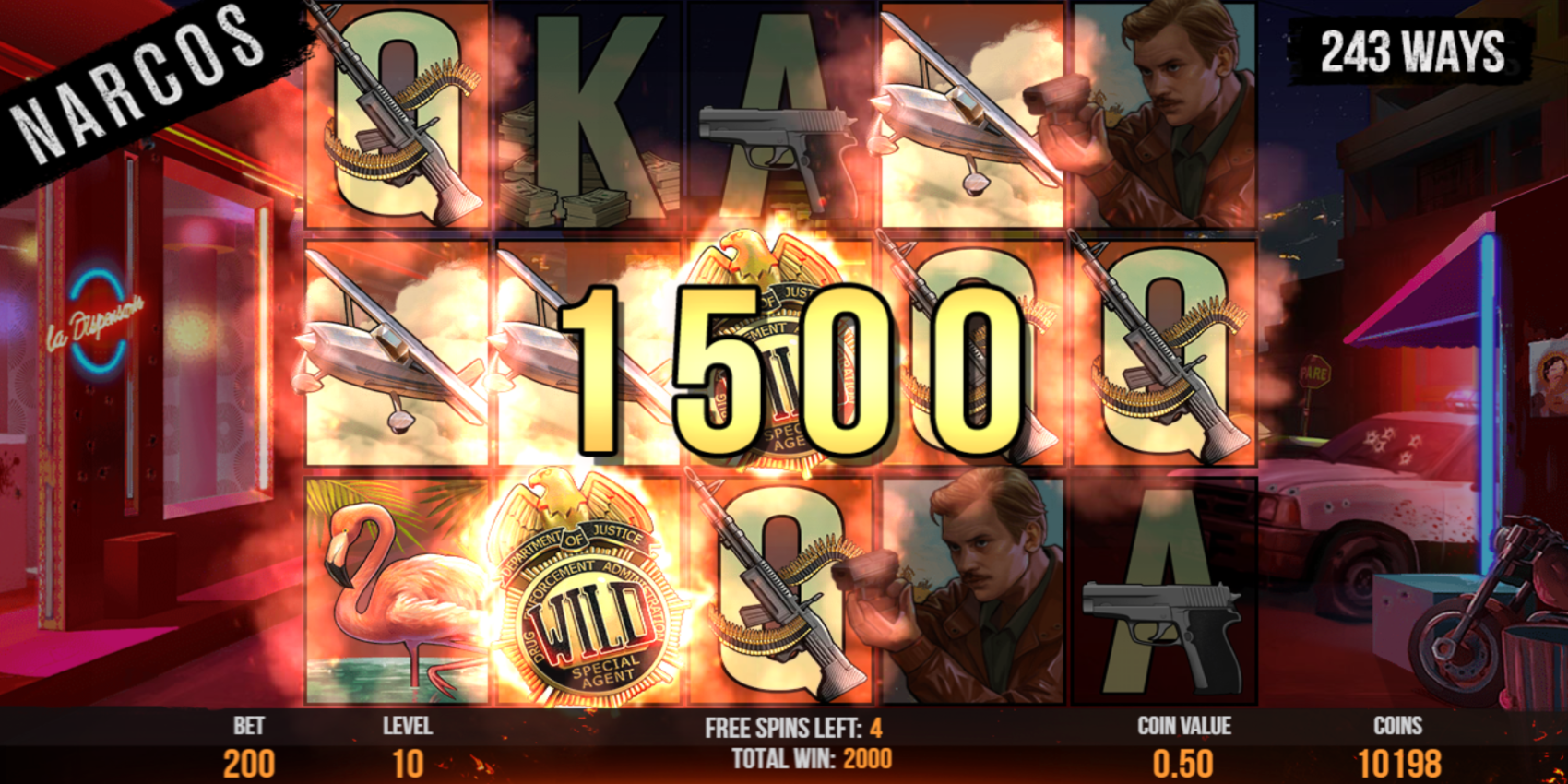 Pin-Up-тағы Narcos слотында Locked Up бонустық функциясының іске қосылуы