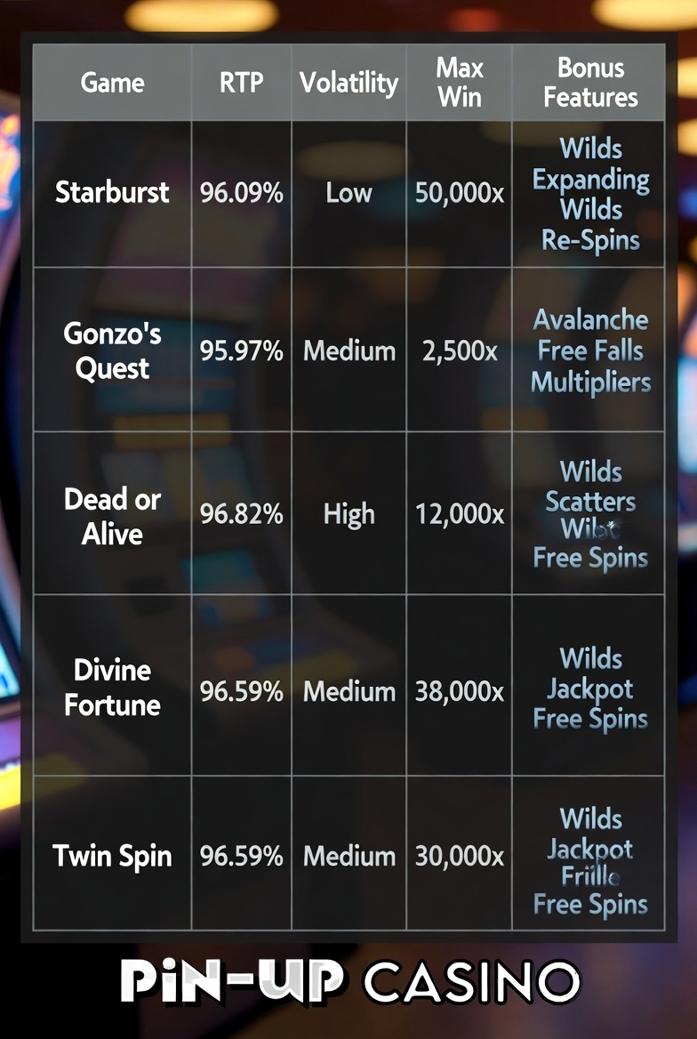 Pin-Up казиносындағы NetEnt слоттарының салыстырмалы кестесі