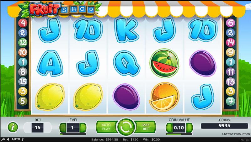 Fruit Shop слотындағы белсенді ұтыс комбинацияларымен фриспиндер бонустық раундының скриншоты