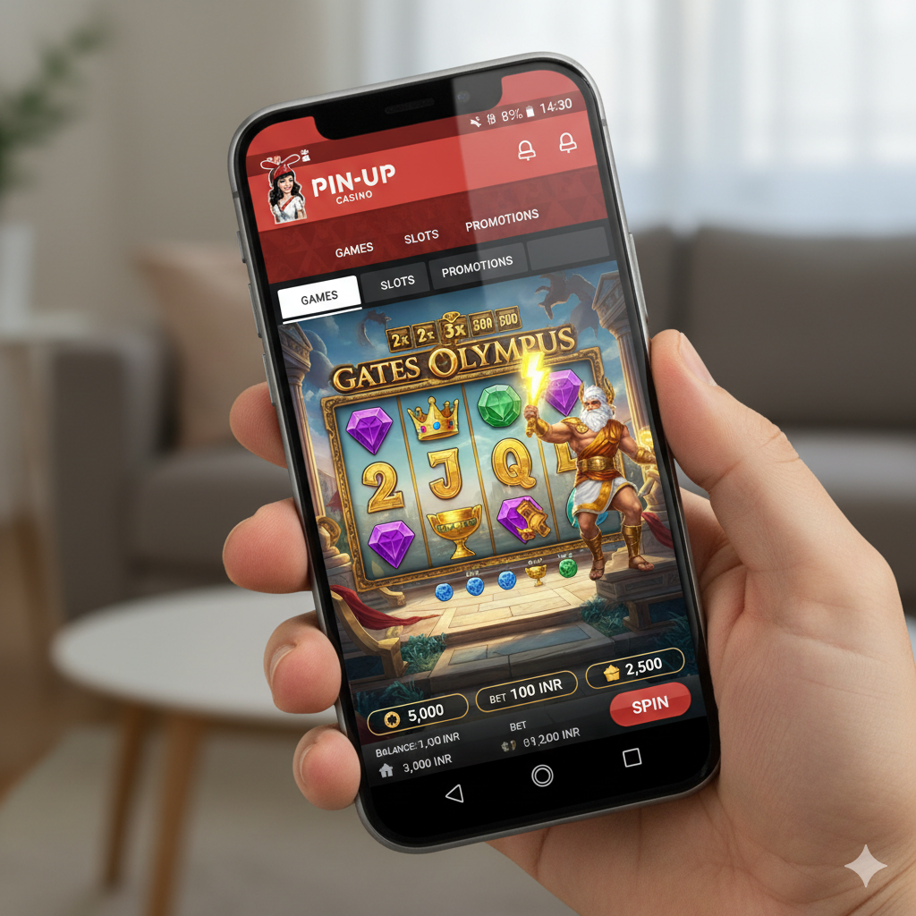 Скриншот Gates of Olympus на смартфоне в приложении Pin-Up