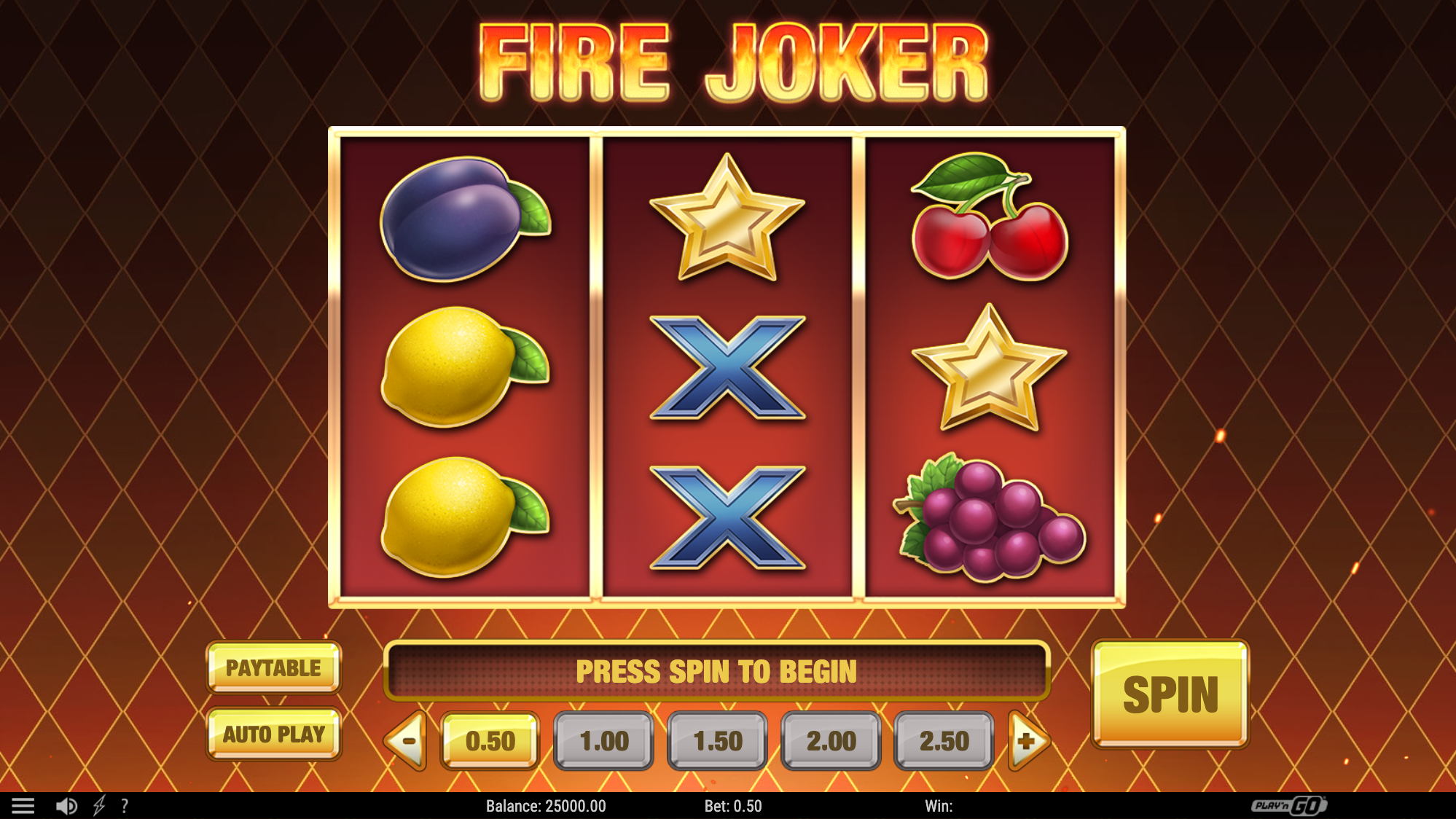 Pin-Up-тегі Fire Joker демо-режимінің интерфейсі