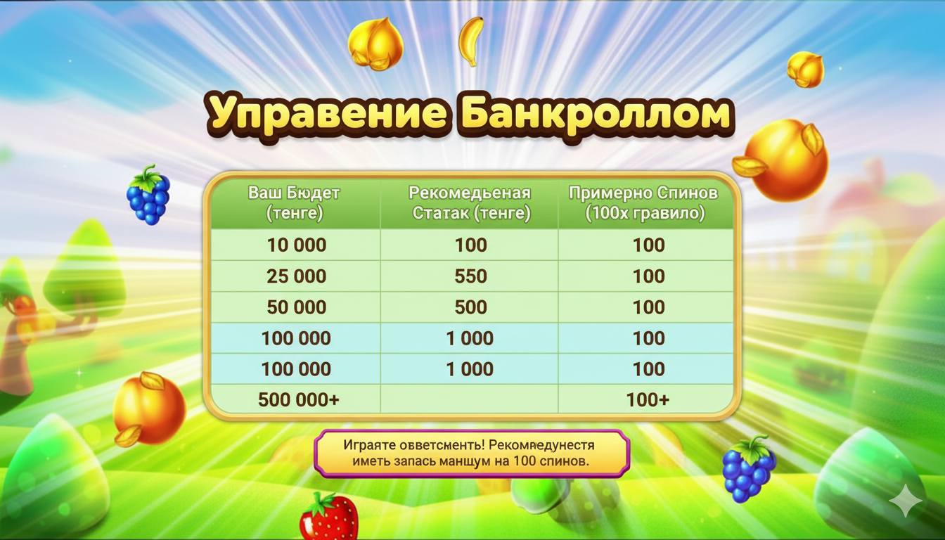 Fruit Party ойыны үшін банкролды басқару кестесі