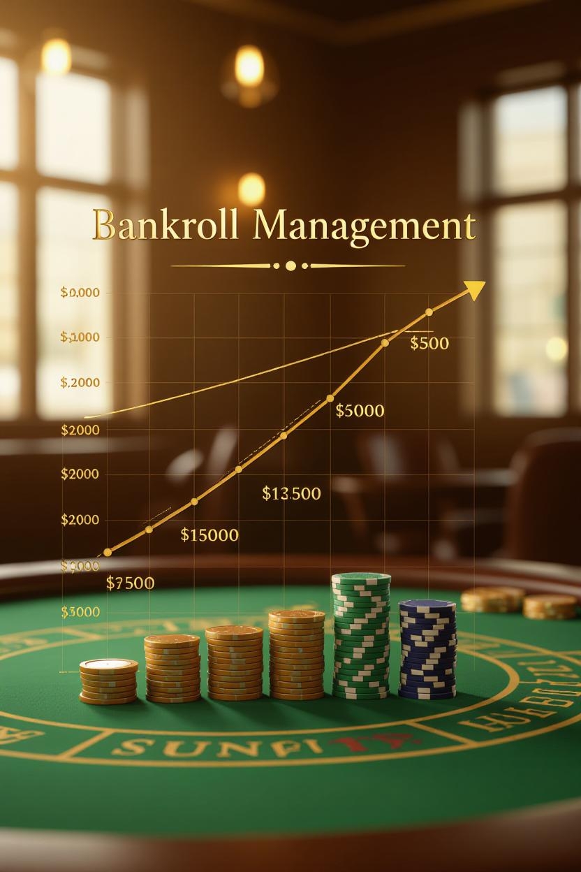 Bankroll management chart with optimal stake sizes for different budgets