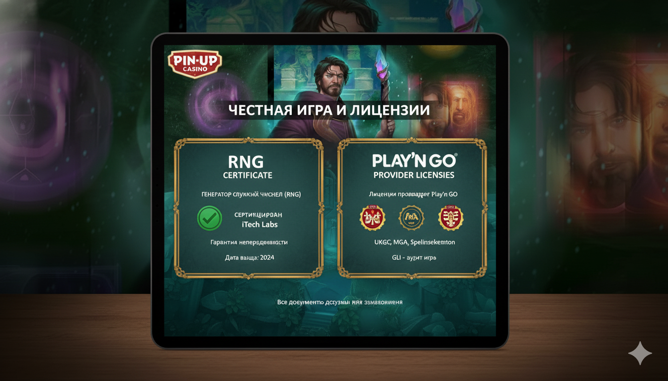 Pin-Up-da dürüst oyun üçün Play'n GO provayderinin Təsadüfi Ədədlər Generatorunun RNG sertifikatları və lisenziyaları