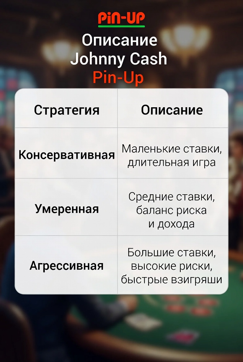 Pin-Up платформасындағы Johnny Cash ойын стратегияларының салыстырмалы кестесі