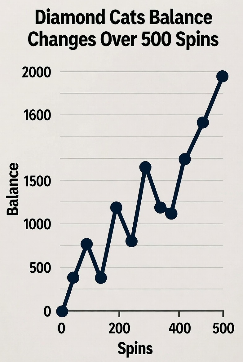 График изменения баланса в Diamond Cats за 500 спинов