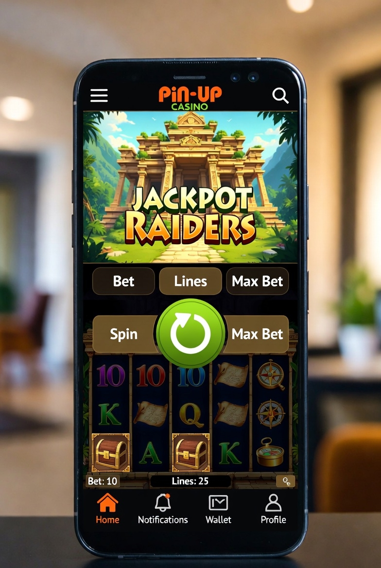 Pin-Up Casino қосымшасындағы Jackpot Raiders слоттың мобильді нұсқасы