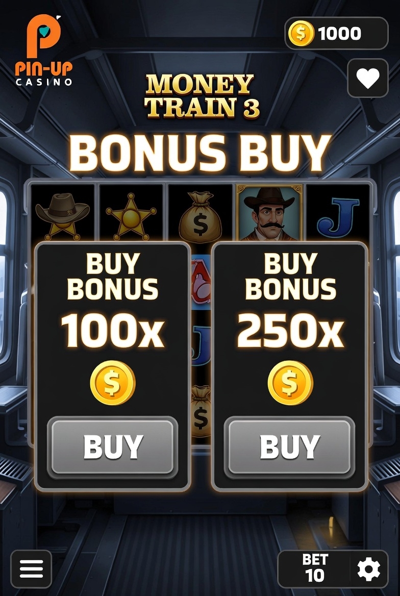 Pin-Up платформасындағы Money Train 3 слотында бонус сатып алу функциясы