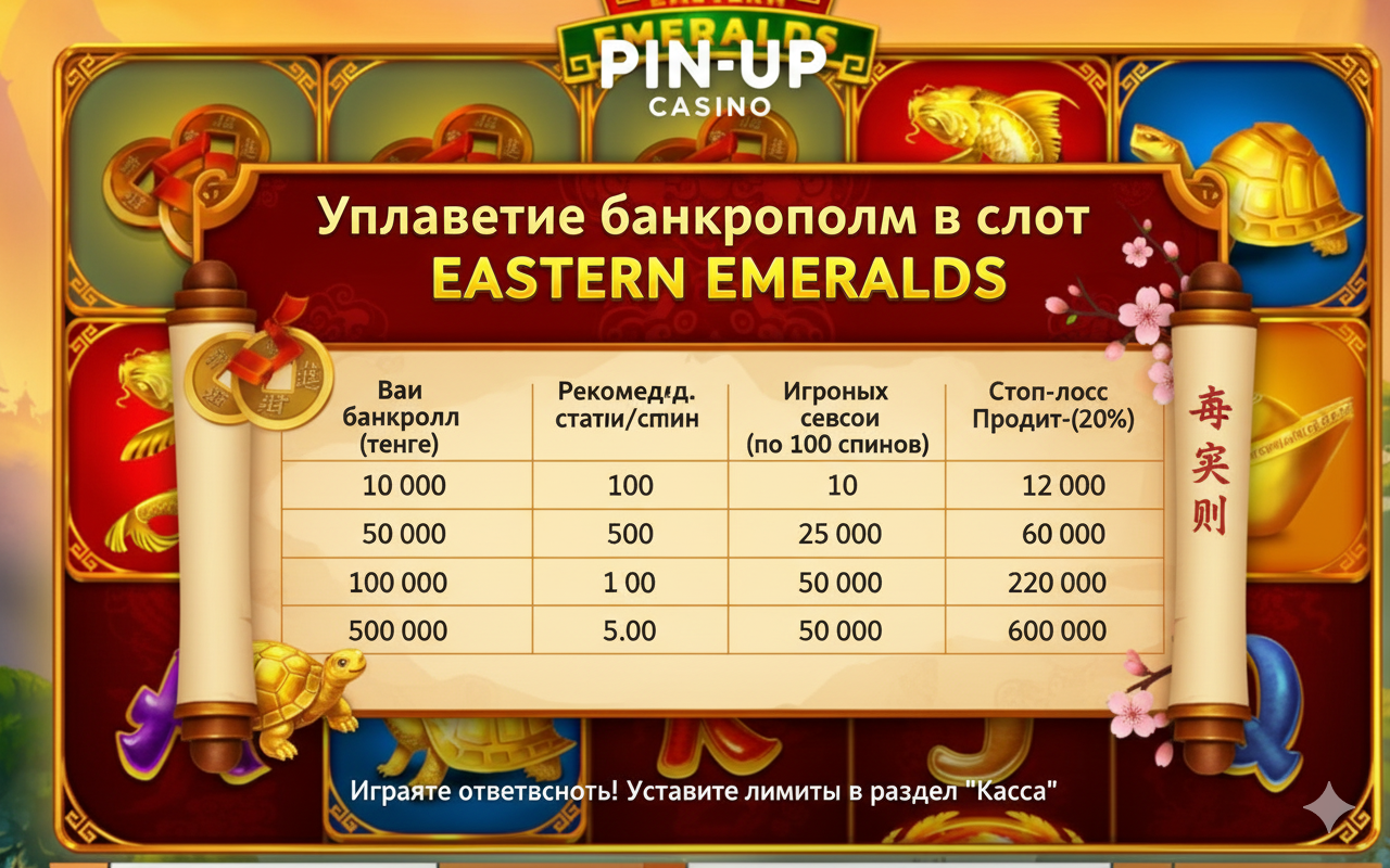 Pin-Up-тағы Eastern Emeralds слоты үшін банкроллды басқару графигі