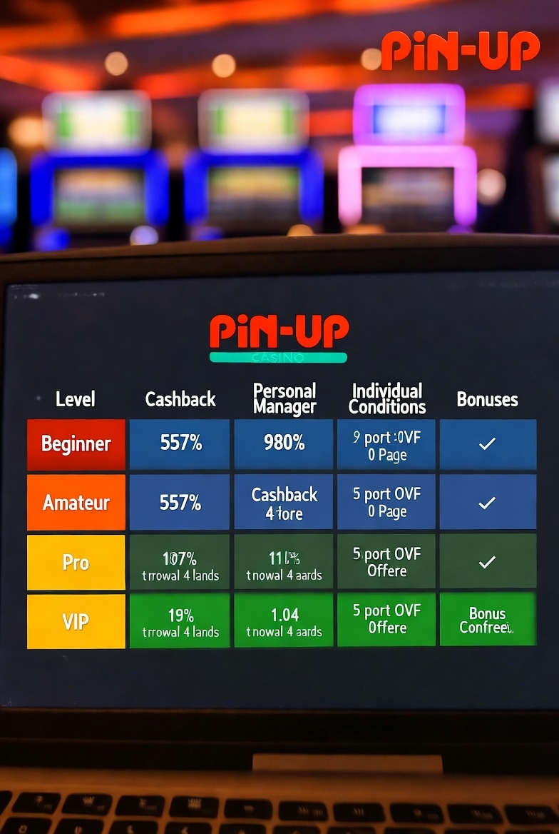 Ойыншыларға артықшылықтармен Pin-Up VIP-бағдарламасының деңгейлер кестесі