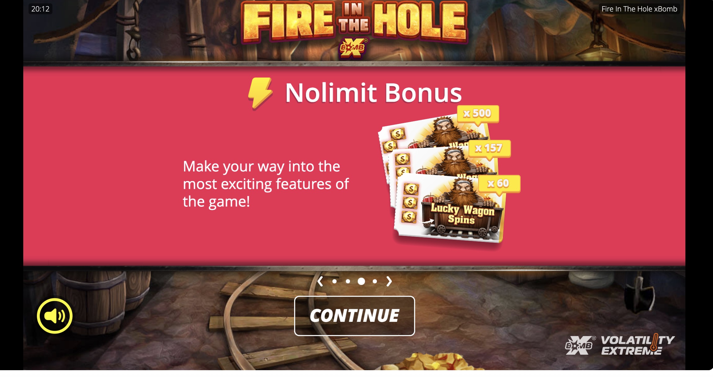 Pin-Up-та Fire in the Hole xBomb ойынын бастау түймесі