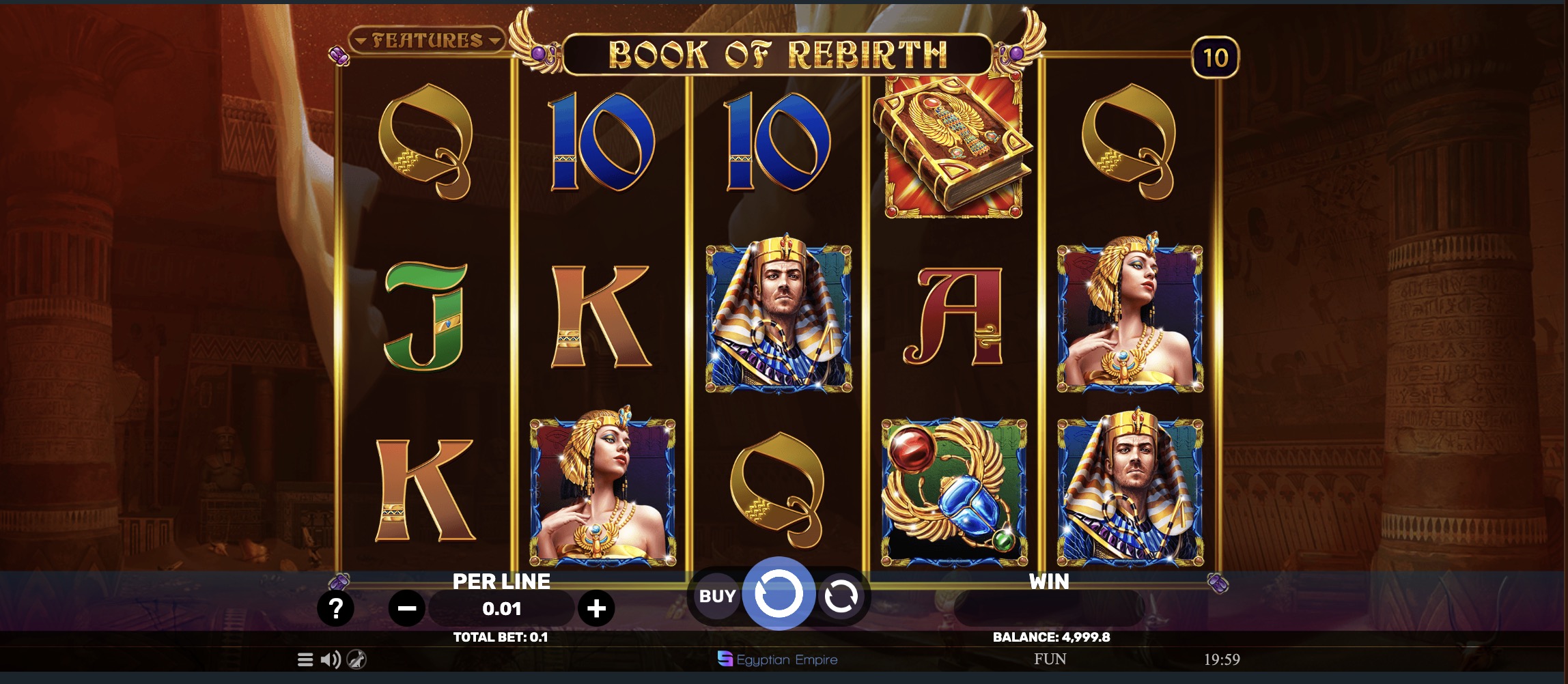 Book of Rebirth бонустық раунды барлық барабандарда кеңейетін символмен