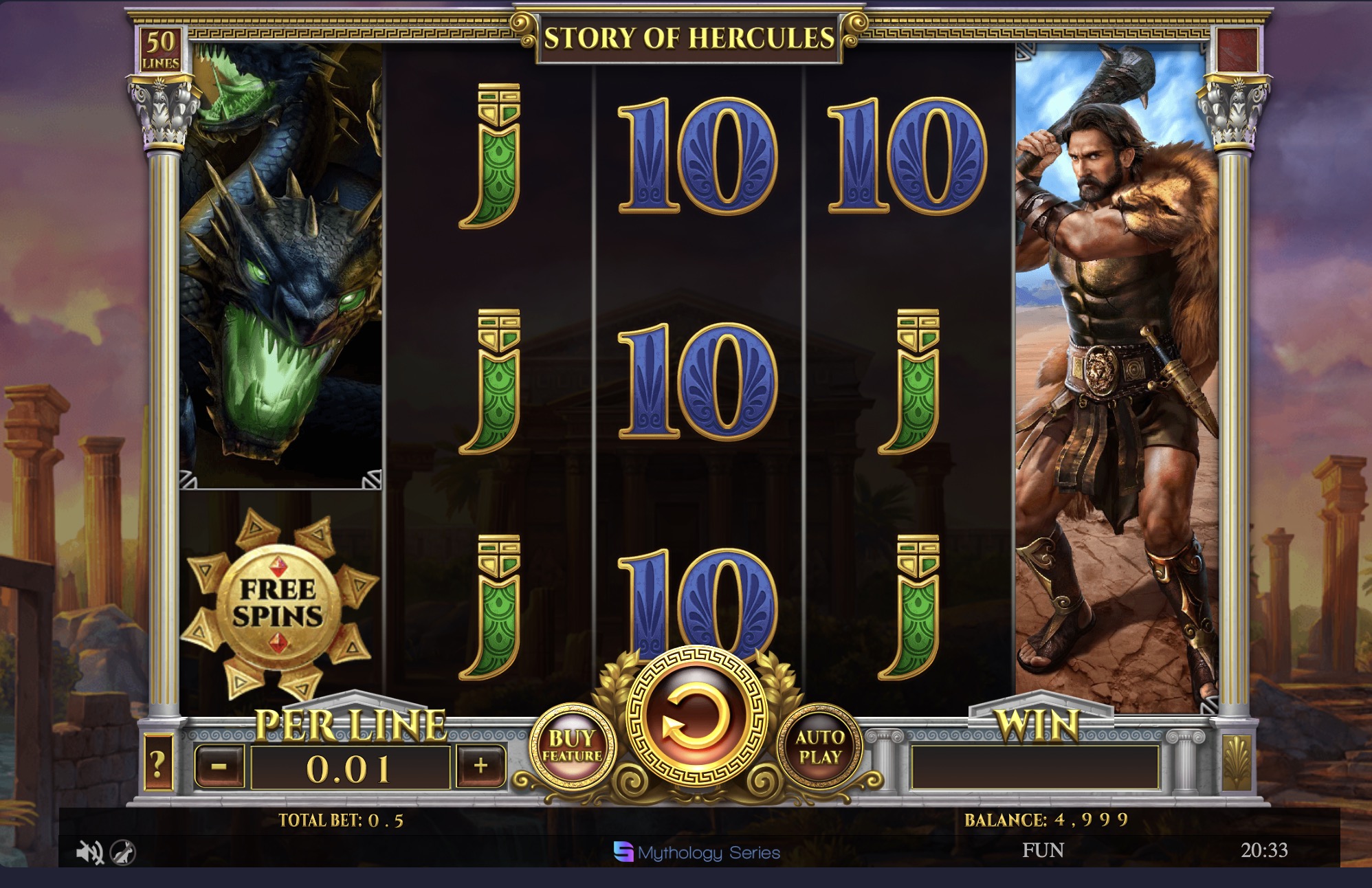 Pin-Up-тағы Story of Hercules-тегі тегін айналдырулар раунды