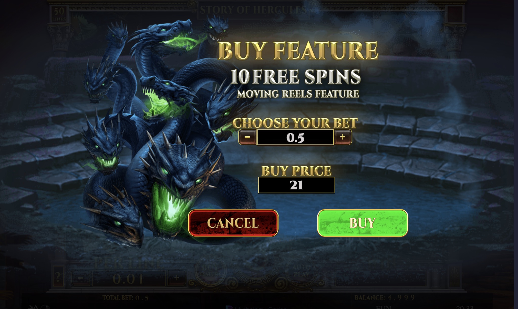 Pin-Up мобильді құрылғысындағы Story of Hercules интерфейсі