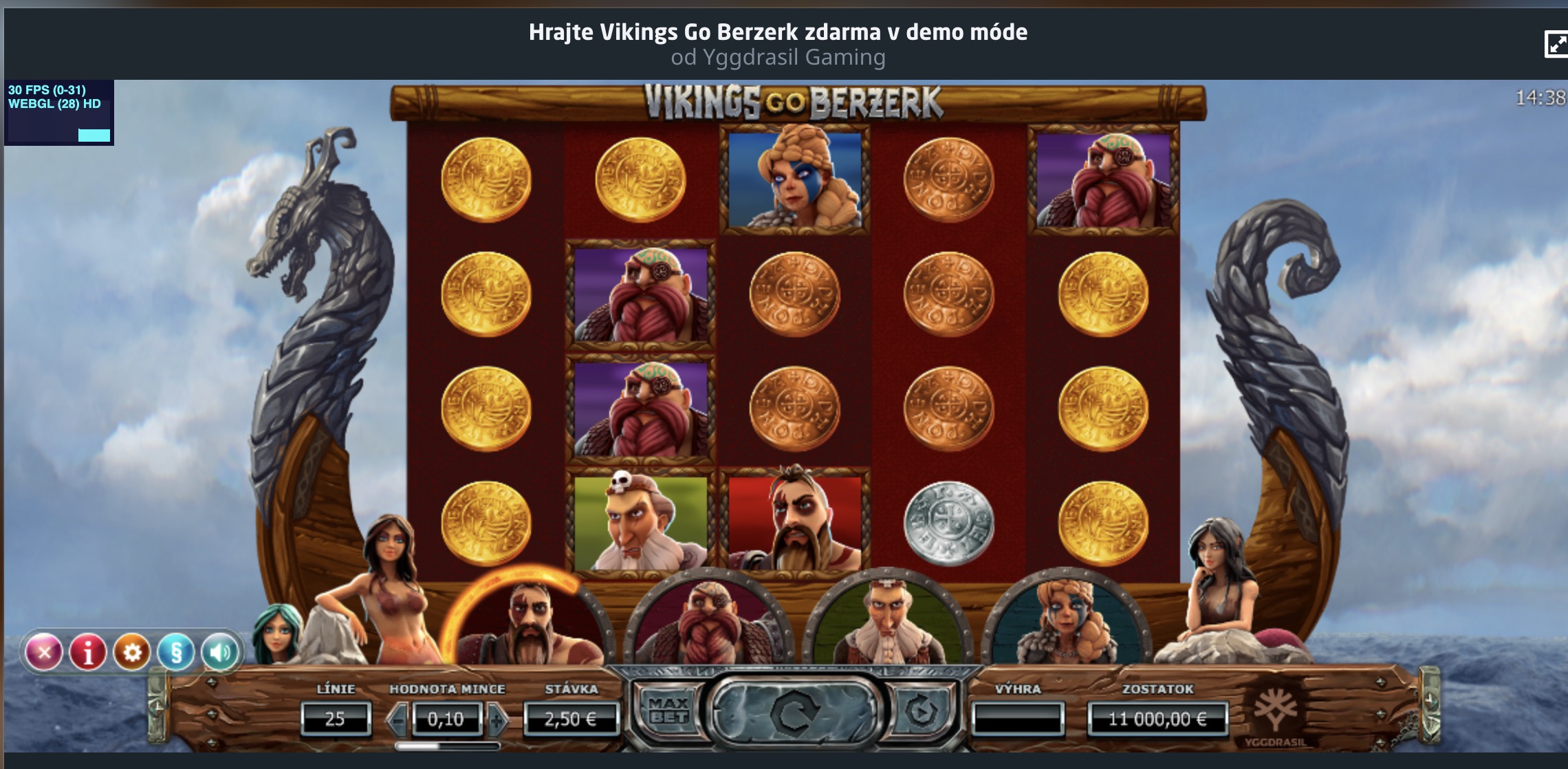 Vikings Go Berzerk free spins bonus round with activated characters in Pin-Up