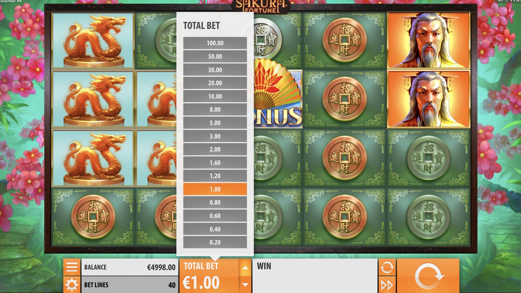 Activation of the Nudge feature in the Sakura Fortune Pin-Up slot