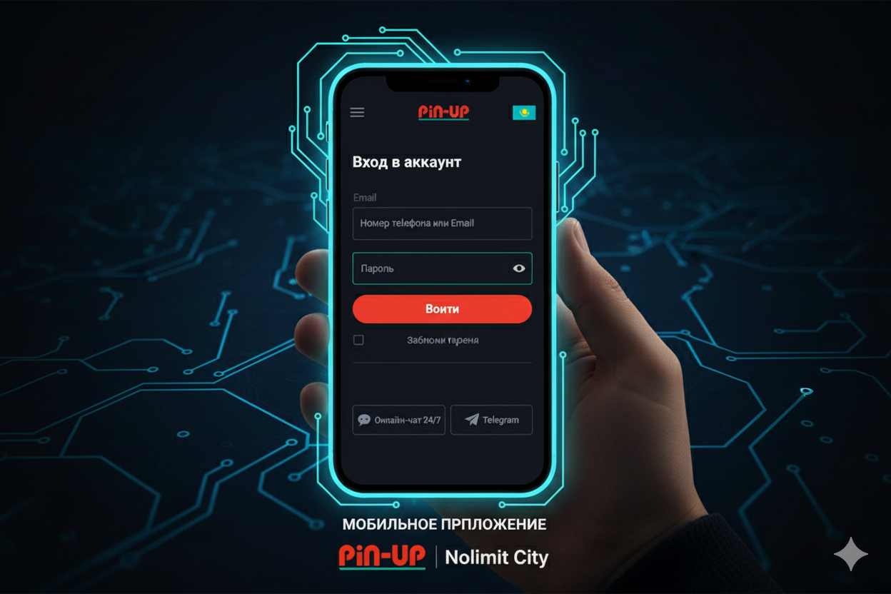 Пін ап казино мобильді қосымшасының интерфейсі