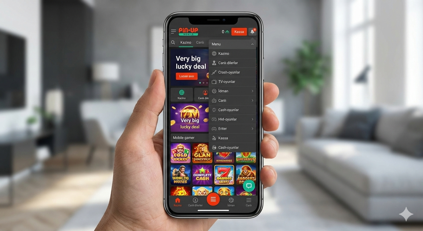 Pin Up mobil funksiyaları və naviqasiya interfeysi