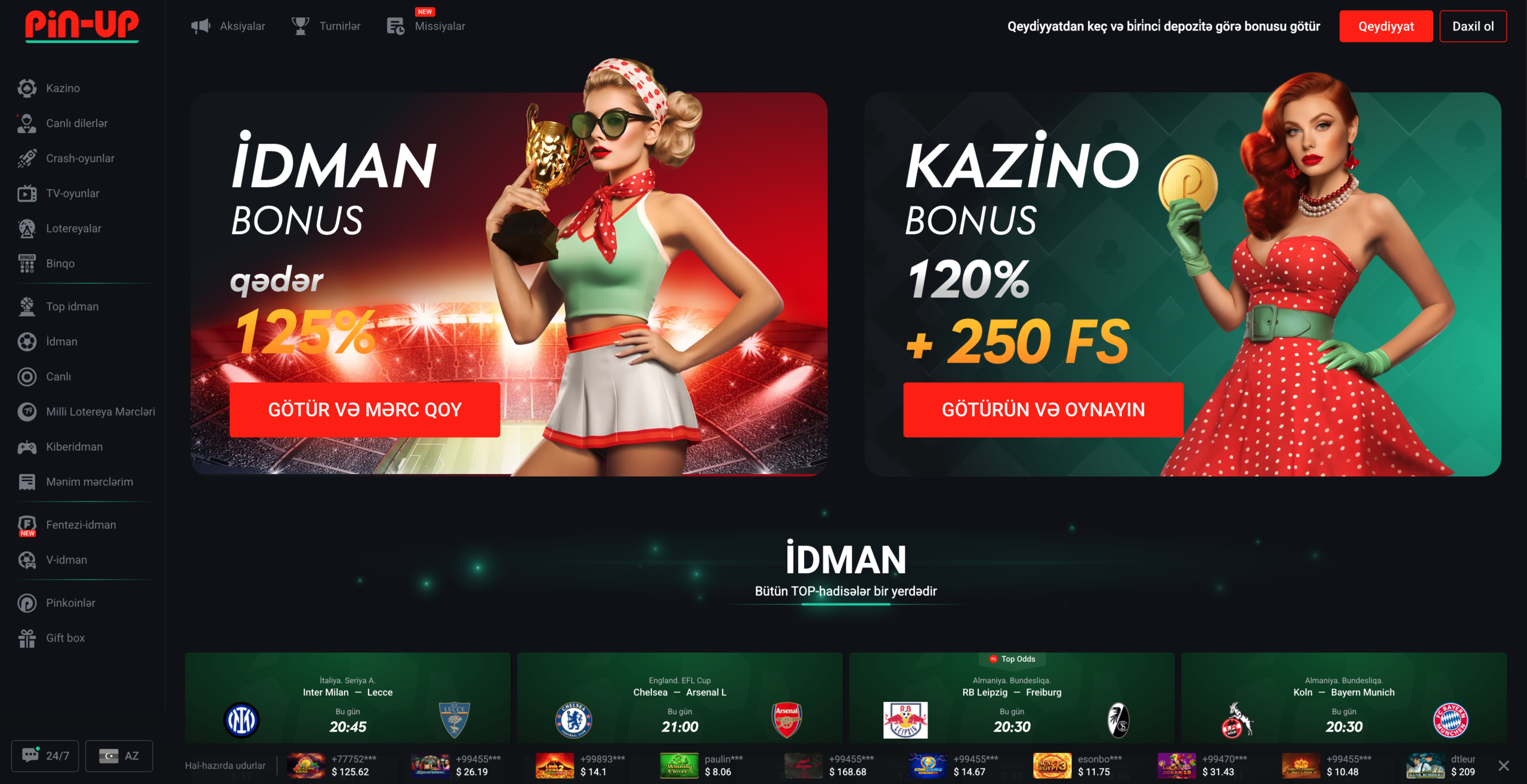 Pin-up casino Azərbaycan interfeysi və oyun seçimləri
