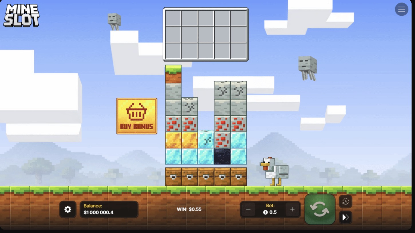 Mine Slot InOut оюнунун негизги интерфейси жана механикасы