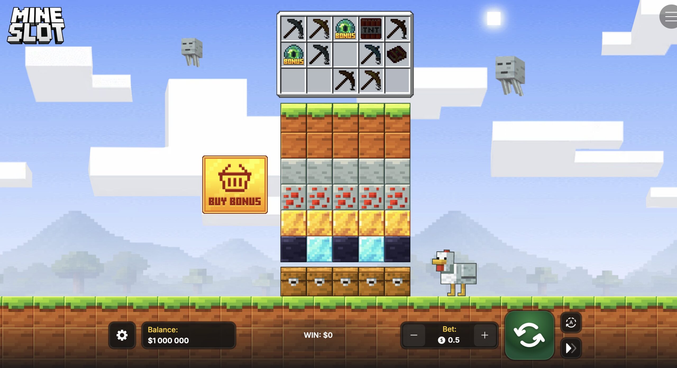 Mine Slot oyununda blok açma mexanikası